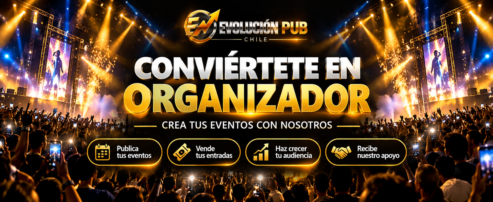 Conviértete en organizador - Evolución Pub Chile